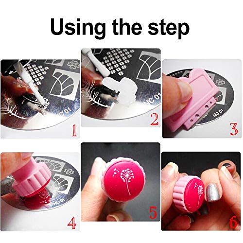 HOWAF Halloween Tamping Nail Art Set, 5 Pcs Plantillas para Uñas Placas estampacion uñas +1pcs Estampador+1pcs Raspador para uñas Halloween decoración manicura niñas Mujer