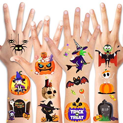 HOWAF Halloween Tatuajes Temporales para Niños, Tatuaje Falso Pegatinas para Niñas y Niños para el Favor de la Fiesta de Halloween Regalo, Truco o Trato