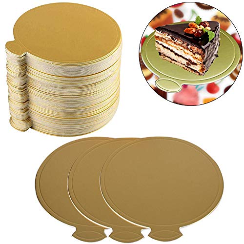 Hpamba Tableros Redondos para Tartas Redondo Base Tartas Cartón Base Cartón para Decoración de Tartas Bandeja Tartas Papel Cupcakes Dorado Mousse Cupcake Postre Pastel Papel Bandeja (100Piezas, Oro)