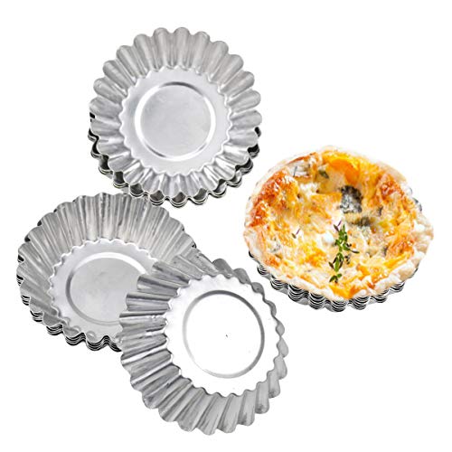 HQdeal 30 Piezas Molde de Tartaleta de Huevo Aluminio, Moldes Mini Tartaletas,Molde para Magdalenas, Moldes para Hornear, Molde del Pudin para Galletas,no Adhesivo y Reutilizable, Plateado