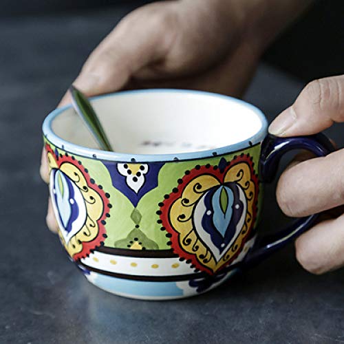 HRDZ Creative Mark Cup Taza de Agua de cerámica Taza de café para el hogar Taza de Leche Grande Taza de Cereal de Desayuno Taza de té A 550ML