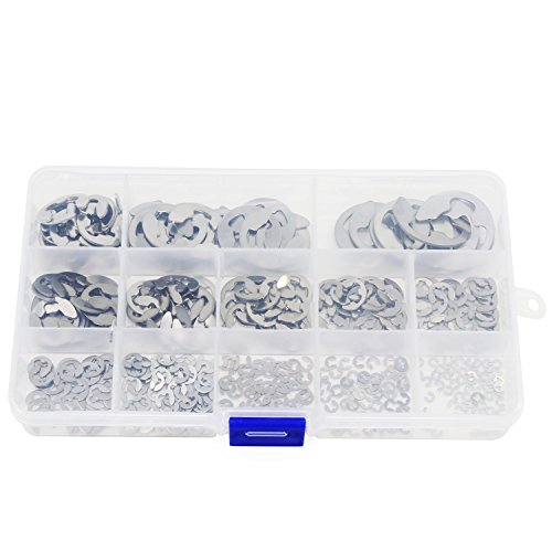 HSEAMALL 400 clips en forma de E, de acero inoxidable, tamaño 13, 1,5 mm a 15 mm