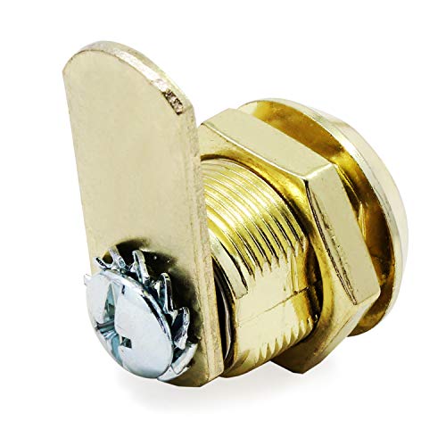 HSEAMALL Cerradura de buzón de Seguridad Gabinete de Acero Inoxidable Cajón Armario Cerradura de Leva con Teclas similares 16 mm (Oro)