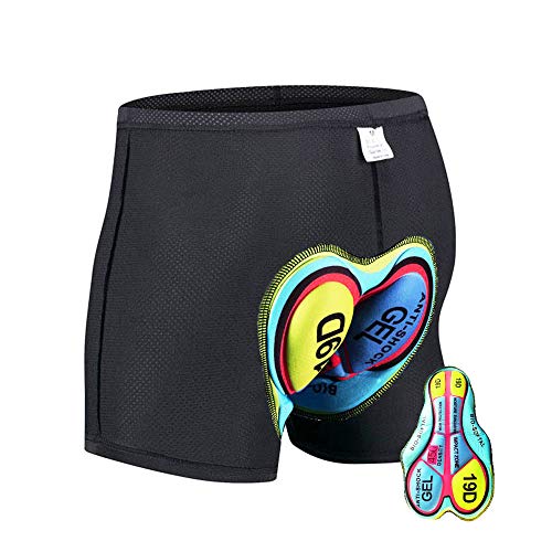 HTTOAR Calzoncillos de Bicicleta Ropa Interior Pantalones Cortos de Ciclismo Deportivo Pantalones Cortos de Bicicleta Acolchados 3D para Hombre Ropa Interior con Antideslizantes (19D, M)