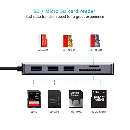 Hub USB C, concentrador tipo c 9 en 1 con 4K HDMI,VGA,USB 3.0, USB-C Power Delivery, 3,5mm Audio Jack,Lector de Tarjetas SD/TF, Samsung Dex Adaptador para MacBook Pro 2019 y más dispositivos (Grey)