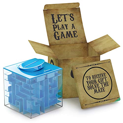 Huchas Originales aGreatLife Caja Money Maze Laberinto De Dinero | Cubo Puzzle Rompecabezas | Idea Original Para Regalar A Niños Y Adultos | Kit De Recompensa Reutilizable | Laberinto Con Sorpresa | Lado 7.6 Cm, Azul