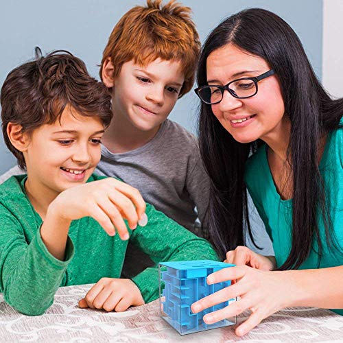 Huchas Originales aGreatLife Caja Money Maze Laberinto De Dinero | Cubo Puzzle Rompecabezas | Idea Original Para Regalar A Niños Y Adultos | Kit De Recompensa Reutilizable | Laberinto Con Sorpresa | Lado 7.6 Cm, Azul