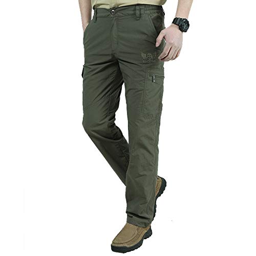 Huntrly Pantalones Casuales Inteligentes Multibolsillos para Hombre Pantalones de Combate de montañismo al Aire Libre Pantalones de Trekking Impermeables Transpirables Ligeros X-Large