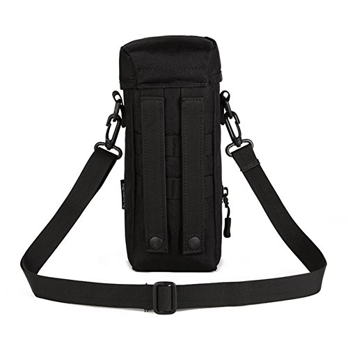 Huntvp Táctical Soporte/Portador de Botella de Agua al Aire Libre Portabotella Estilo Militar Ejércita Bolsa Impermeable para Correr, Senderismo, Ciclismo,Camping, Caza, etc, Color Negro