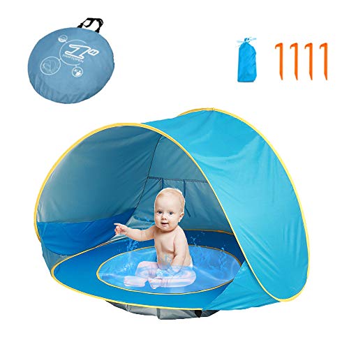 HUSAN Tienda de campaña portátil para bebés Playa, Instantáneas Tiendas Camping para niños, Piscina para Tienda de campaña Ligera UPF 50 + Refugio para Parasol, Edad 0 – 3, para 1 – 2 niños