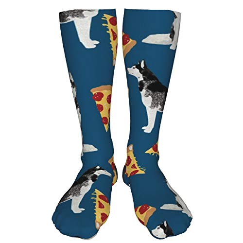 Husky Pizza lindo diseño de perro de pizza lindo pizza personalizado grueso caliente equipo calcetines mediados de pantorrilla vestido calcetines casual invierno calcetines largos para hombres mujeres