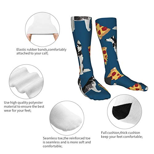 Husky Pizza lindo diseño de perro de pizza lindo pizza personalizado grueso caliente equipo calcetines mediados de pantorrilla vestido calcetines casual invierno calcetines largos para hombres mujeres