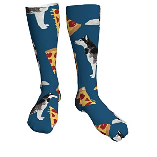 Husky Pizza lindo diseño de perro de pizza lindo pizza personalizado grueso caliente equipo calcetines mediados de pantorrilla vestido calcetines casual invierno calcetines largos para hombres mujeres