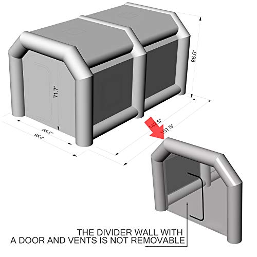 Husuper Cabina de Pintura Inflable 4 x 2.5 x 2.2 M Carpa Hinchable para Coche Tienda Inflable Cabina de Estacionamiento de Pintura Tienda Inflable de Campaña Cabina Inflable para Pintar el Coche