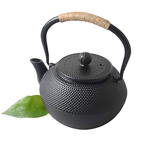 Hwagui fundición de hierro tetera Tetsubin japonés Retro tetera con filtro de acero inoxidable para té suelto, 1200ml / 42 oz