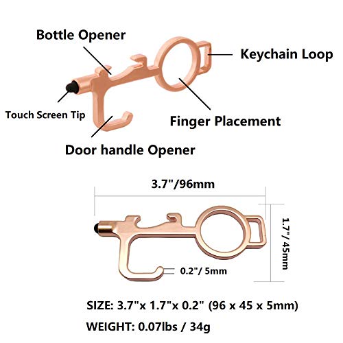 HYCOPROT Abrepuertas Abre Puertas sin Contacto, Llavero EDC Portátil con Puntas de Lápiz para Presionar el Botón del Elevador Abridor de Botellas Herramientas para Mantener las Manos (4 pcs, Multi)