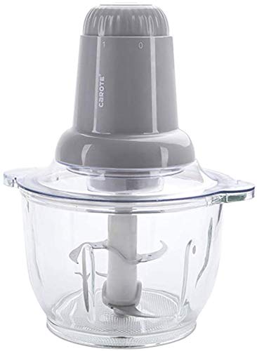 HYLL Culinario Robot Mini ajo Interruptor Vegetal Bulbos Cuatro Cuchillas Chopper eléctricos en Dos Niveles Robusto Recipiente de Vidrio de 2 l con Comida,Gris,27 * 22.1cm