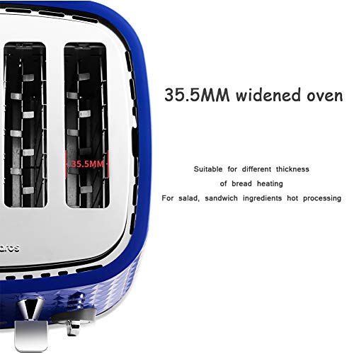 HYwot Tostadora Rápida, Tostadora Compacta de Acero Inoxidable de 4 Rebanadas con Ranuras Extra Anchas y Bandeja Extraíble para Migas, 7 Configuraciones de Sombra de Pan