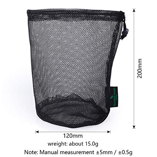 iBasingo Bolso de Malla Negro Saco de Nylon Bolsa de Red Duradera con Cordón Pequeño Saco de Viaje Bolsa de Malla de Almacenamiento Ditty para Cosméticos Geles de Ducha Olla Bola Herramientas 5 pcs