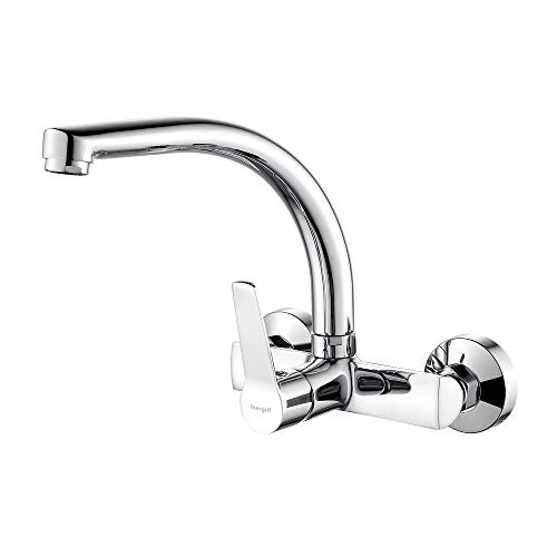 Ibergrif M16326 Arial, Griferia de Cocina de Pared, Grifo para Fregadero Monomando, Cromo, Plata