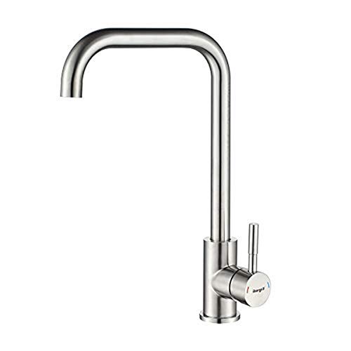 Ibergrif M22111 Cocina con Caño Alto, Grifo para Fregadero Monomando, Acero Inoxidable Cepillado, Gris