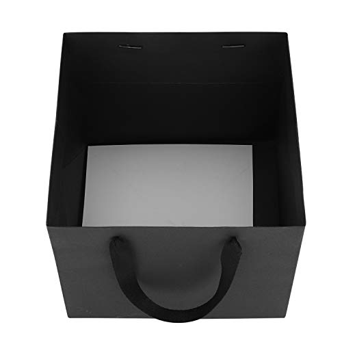 IBLUELOVER - 5 Bolsas Grandes de Regalo de Papel Kraft cuadradas con Asas, Bolsa de Regalo para Flor, Tartas, Fiestas, Bodas, cumpleaños, Navidad, Acción de Gracias, 30 x 30 x 30, Negro, Petit*10