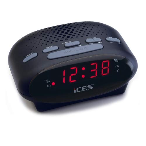 Ices ICR-210 Reloj Negro - Radio (Reloj, LED, FM, PLL)