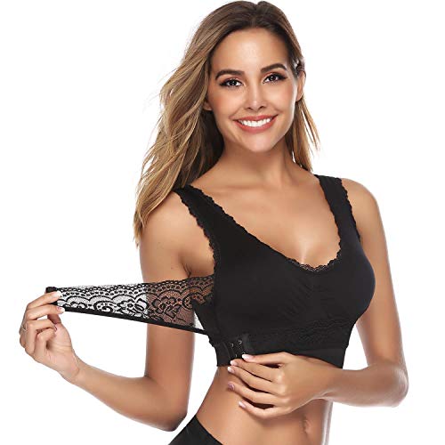 iClosam Sujetador Deportivo Encaje Mujer（1/2/3pack） Bra Push Up con Almohadillas Extraíbles para Yoga/Fitness/Ejercicio/USA de Diaria (Negro, M)