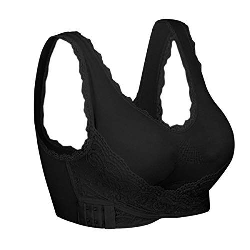 iClosam Sujetador Deportivo Encaje Mujer（1/2/3pack） Bra Push Up con Almohadillas Extraíbles para Yoga/Fitness/Ejercicio/USA de Diaria (Negro, M)