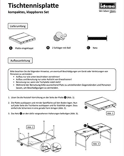 Idena 40464 Compact - Mesa de Ping Pong Plegable, 160 x 80 x 70 cm