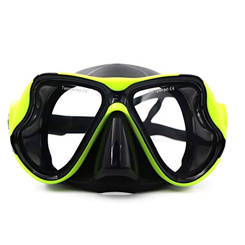 iDWF Amplia Visión de Buceo Gafas máscara de Adulto Gafas de natación Snorkel de Silicona Anti-vaho Vidrio Templado Equipo de Buceo (Color : AM708 Green)