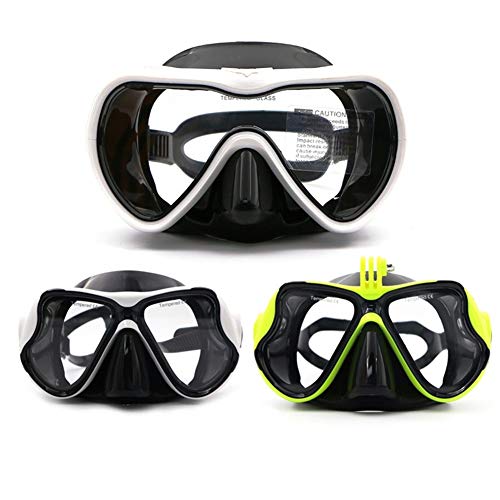 iDWF Amplia Visión de Buceo Gafas máscara de Adulto Gafas de natación Snorkel de Silicona Anti-vaho Vidrio Templado Equipo de Buceo (Color : AM708 Green)