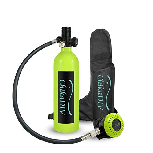 iDWF Mini Buceo Equipo de oxígeno del Cilindro Giratorio de 360 ​​° 1 litro de Capacidad con 15-20 Minutos de Buceo bajo el Agua rellenable (Color : F Green)