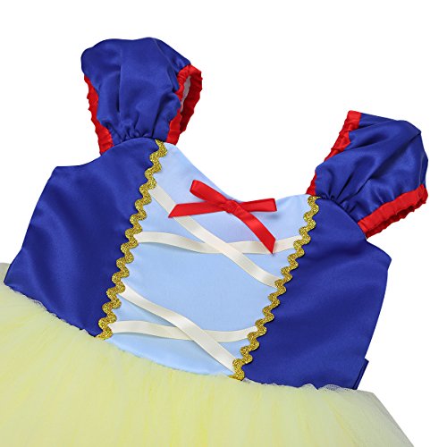 IEFIEL Disfraz Costume Infantil Vestido de Princesa para Bebé Niña Vestido de Fiesta Manga Corta Traje de Princesa Carnaval Halloween Cosplay Azul&Amarillo sin Capa 18-24 meses