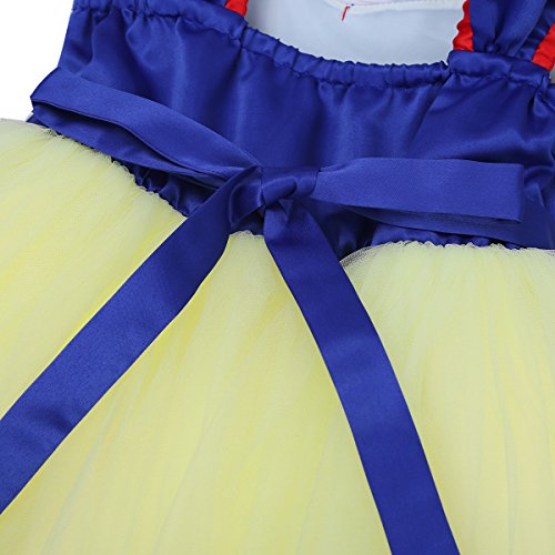 IEFIEL Disfraz Costume Infantil Vestido de Princesa para Bebé Niña Vestido de Fiesta Manga Corta Traje de Princesa Carnaval Halloween Cosplay Azul&Amarillo sin Capa 18-24 meses