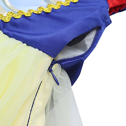 IEFIEL Disfraz Costume Infantil Vestido de Princesa para Bebé Niña Vestido de Fiesta Manga Corta Traje de Princesa Carnaval Halloween Cosplay Azul&Amarillo sin Capa 18-24 meses