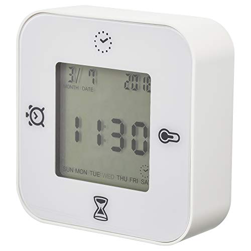 Ikea KLOCKIS - Reloj/termómetro/Alarma/Temporizador, Blanco