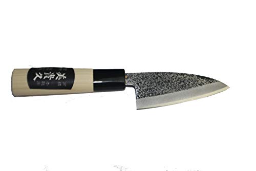 Ikeuti Cuchillo de Cocina Deba Japones Artesanal Kozabe Hoja martillada 9cm- Cuchillos de Cocina Profesionales - Forjado a Mano