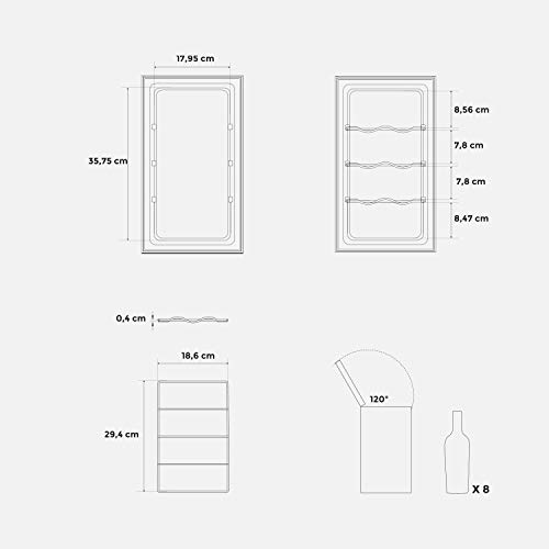 IKOHS VINARIAM 800 - Vinoteca de 8 botellas, 23 l, 60 W Luz LED, Display Digital, 3 Estantes, Doble Aislamiento, Zonas de temperatura de 8-18 grados, Baldas Acero Inoxidable