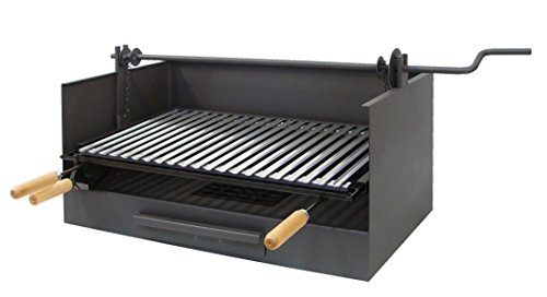 Imex El Zorro 71540 - Barbacoa con elevador, bandeja metálica y parrilla inox, 72 x 40 x 100 cm, color negro