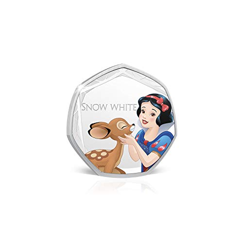 IMPACTO COLECCIONABLES Disney Colección Princesas Blanca Nieves - Moneda / Medalla Heptagonal 50p, con baño en Plata .999 - Presentada en una Tarjeta de Regalo Lista para Enviar