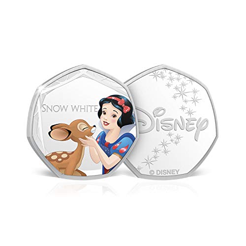 IMPACTO COLECCIONABLES Disney Colección Princesas Blanca Nieves - Moneda / Medalla Heptagonal 50p, con baño en Plata .999 - Presentada en una Tarjeta de Regalo Lista para Enviar