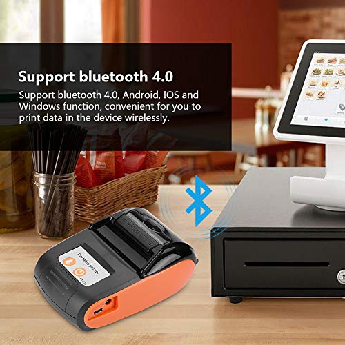 Impresora Térmica Inalámbrica, Mini Impresora Portátil De Alta Velocidad con Bluetooth Directo Compatible con 4.0, Android, iOS Y Windows, 58 Mm 110-240 V(Naranja, BS)