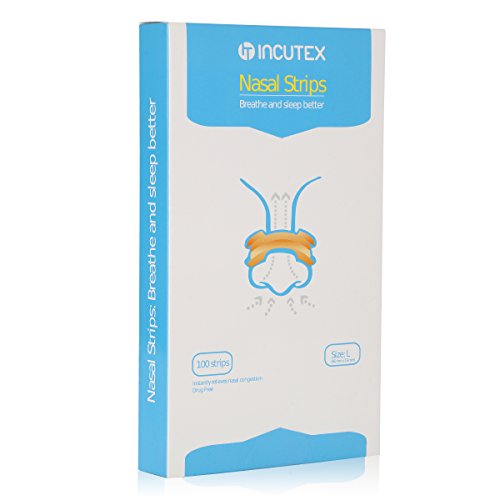 Incutex 100x tiras nasales contra los ronquidos tiritas nasales antirronquidos para respirar mejor, talla L