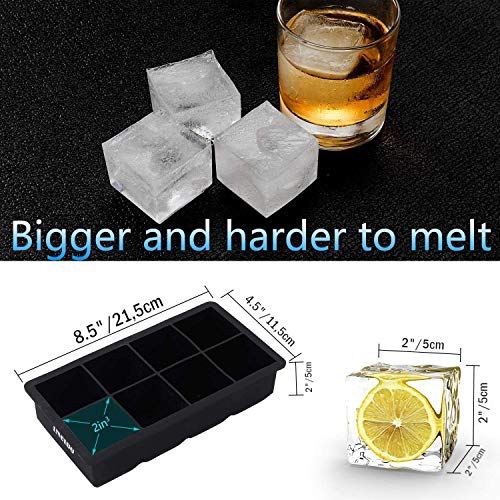 iNeibo bandejas de hielo grandes de silicona con tapas para enfriar las bebidas whisky cócteles y coñac,libre de BPA,vienen 2 modelos diferentes,6 cubitos de hielo redondos y 8 de cuadrados