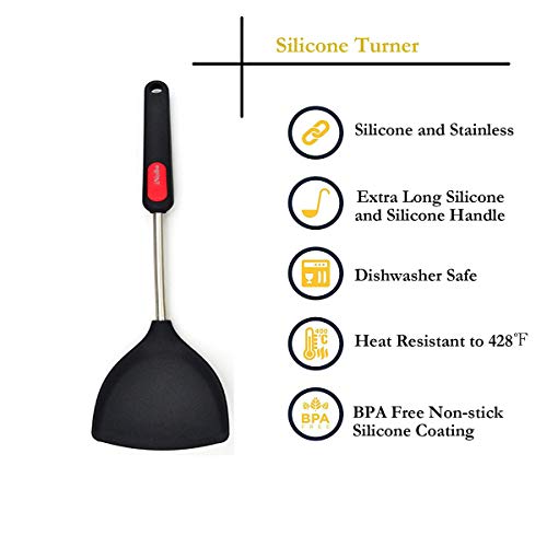 iNeibo Espatula Cocina para Wok, Espatulas Silicona Alimenticia y Acero Inoxidable