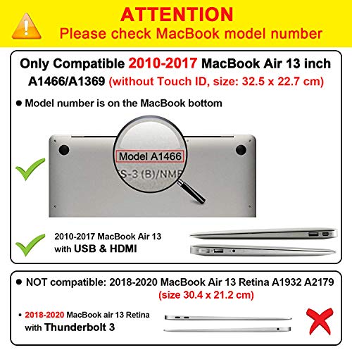iNeseon MacBook Air Funda de 13 Pulgadas (Modelo A1466 A1369), Protectora Rígida Carcasa con Cubierta de Teclado para MacBook Air 13 2010-2017 (Tamaño 32.5 x 22.7cm), Claro Helado