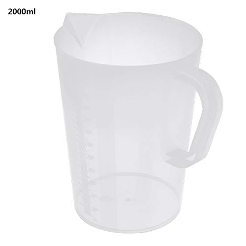 Inhzoy - Jarra medidora de plástico transparente (2 litros/1 litro, sin BPA, tazas medidoras para cocinas y laboratorios, tabla de conversión, plástico, Transparente sin tapa., 2 L