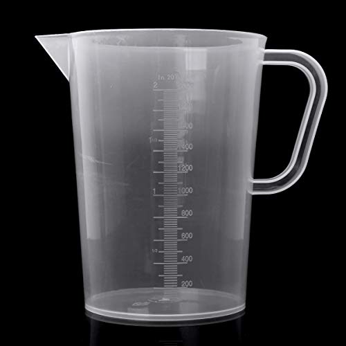 Inhzoy - Jarra medidora de plástico transparente (2 litros/1 litro, sin BPA, tazas medidoras para cocinas y laboratorios, tabla de conversión, plástico, Transparente sin tapa., 2 L