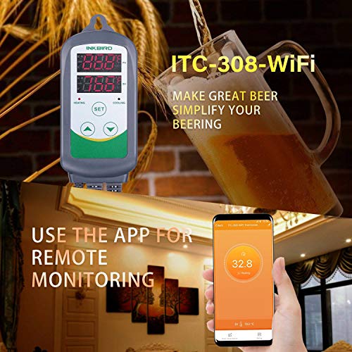 Inkbird ITC-308 - Termostato con WiFi (control de temperatura digital, con alarma inalámbrica, para control de calefacción, invernadero, invernadero, reptil, vivarium incubación